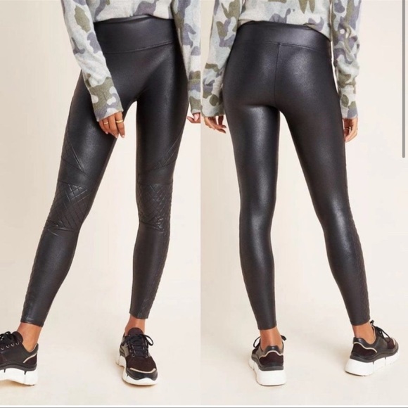 Spanx Faux Leather Quilted Leggings in Black Size Small - Picture 1 of 9